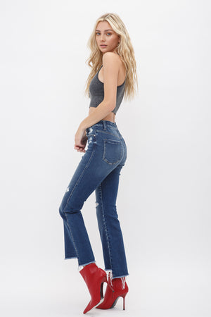 Mica Denim - Dolcetto High Rise Crop Flare Button with Step Hem Jeans - MDP-F148 - SaltTree