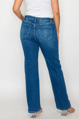 bytos Full Size Cat's Whiskers High Rise Straight Jeans - SaltTree