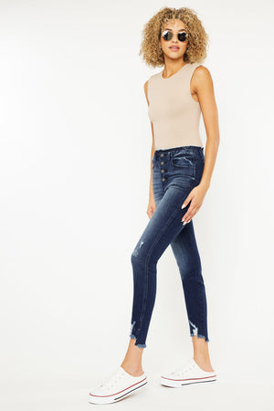 Kancan - Women's High Rise Ankle Skinny Jeans - kc8433 ST - SaltTree