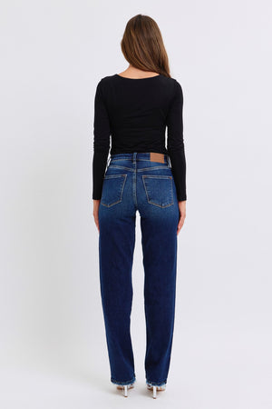 Judy Blue - Selena Mid Rise Straight Leg With Fray Hem Jeans - 82622 - SaltTree