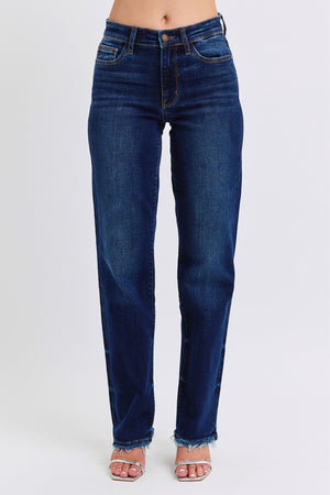 Judy Blue - Selena Mid Rise Straight Leg With Fray Hem Jeans - 82622 - SaltTree