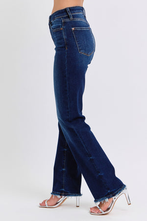 Judy Blue - Selena Mid Rise Straight Leg With Fray Hem Jeans - 82622 - SaltTree