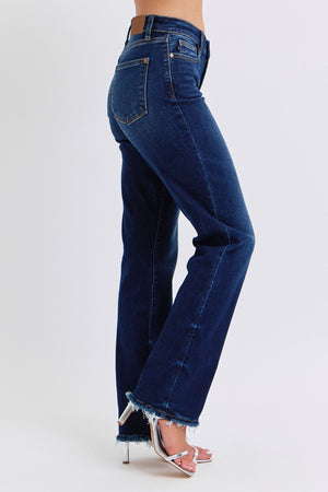 Judy Blue - Selena Mid Rise Straight Leg With Fray Hem Jeans - 82622 - SaltTree