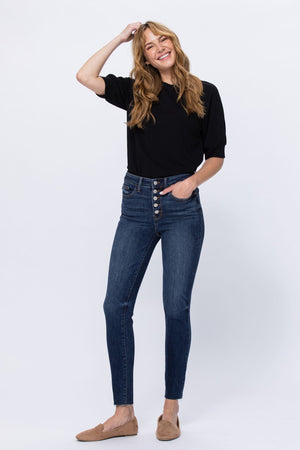 Judy Blue - High Rise Button Fly Cut Off Skinny Jean - 82318 - SaltTree