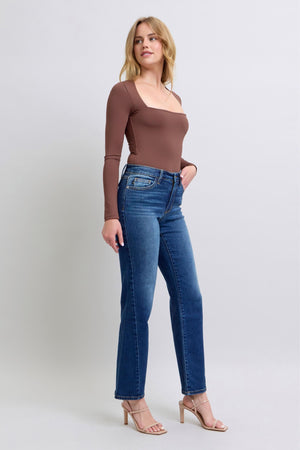 Judy Blue - Subrey Mid Rise Side Seam Detail Straight Jeans - 82629 - SaltTree
