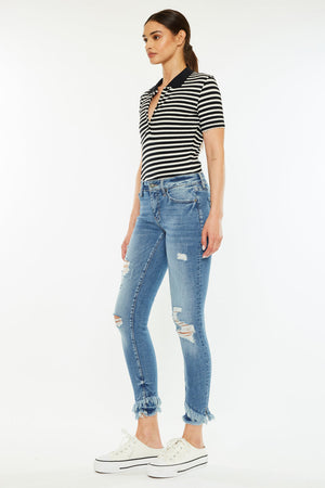 Kancan - Mid-Rise Fringe Ankle Skinny Jeans - kc6204 ST - SaltTree