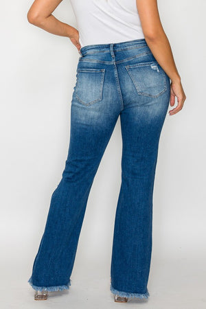 bytos Full Size Raw Hem Distressed High Rise Bootcut Jeans - SaltTree
