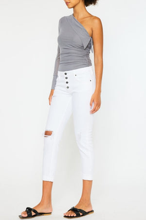 Kancan - Women's Dark Wash Five Pocket Button Fly mid Rise Denim Jeans - KC5118 - SaltTree