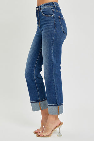 Risen Jeans - High Rise Cuffed Straight Jeans - RDP5580 - SaltTree