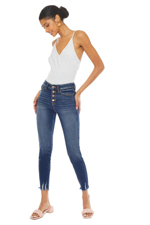 Kancan - Women's High Rise Distressed Super Skinny Jeans - kc9142d - SaltTree