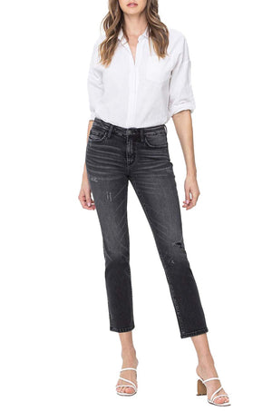 Flying Monkey - Mid Rise Cropped Slim Straight Jeans - F5236 - SaltTree