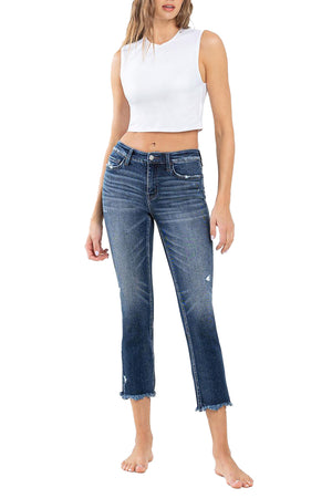 Flying Monkey - Stunned - Low Rise Raw Hem Crop Slim Straight Jeans - F5340 - SaltTree