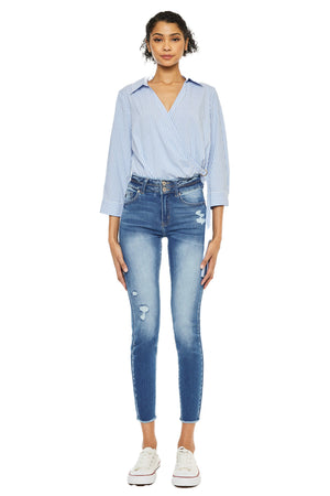 Kancan - Women's High Rise Ankle Skinny Jeans - KC7317 ST - SaltTree