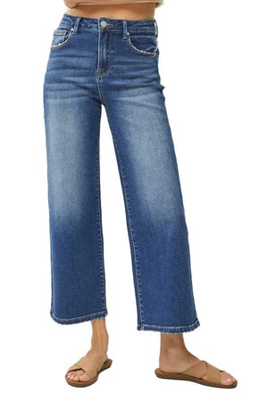 Risen Jeans - High Rise Wide Crop Jeans - RDP5531D - SaltTree