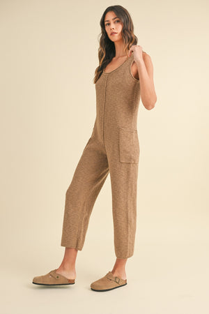 MABLE Sleeveless Knit Crop Jumpsuit with Pockets - SaltTree