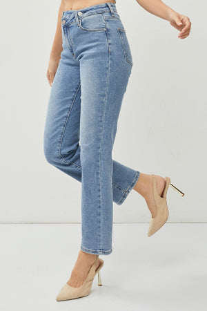 Risen Jeans - High Rise Crossover Straight Jeans - RDP5333 - SaltTree