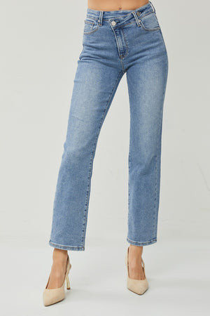 Risen Jeans - High Rise Crossover Straight Jeans - RDP5333 - SaltTree