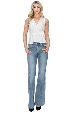 Risen Jeans - Mid Rise Basic Flare Jeans - RDP5740 - SaltTree