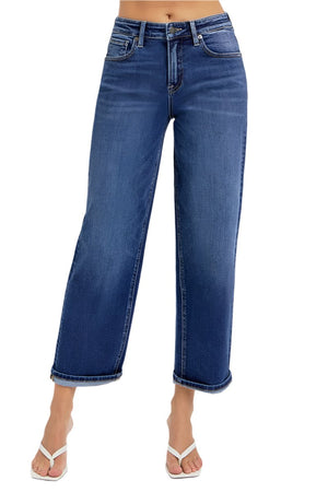 Risen JEans - High Rise Crop Boyfriend Tapered Jeans - RDP5976 - SaltTree