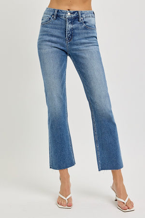 Risen Jeans - Tummy Control High Rise Crop Straight Jeans - RDP5903 - SaltTree