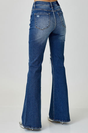 Risen Jeans - Mid Rise Button Down Flare Jeans - RDP5415D - SaltTree