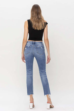 Flying Monkey - High Rise Slim Straight Raw Hemline Jean - F5160 - SaltTree