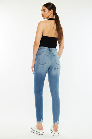 Kancan - Women's High Rise Button Fly Distressed Super Skinny Jeans - kc7273 - SaltTree