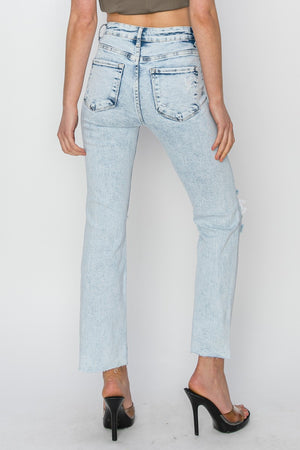 Risen Jeans - High Rise Knee Distressed Ankle Jeans - RDP5756 - SaltTree