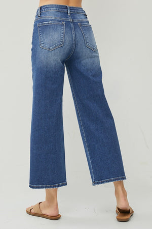 Risen Jeans - High Rise Wide Crop Jeans - RDP5531D - SaltTree