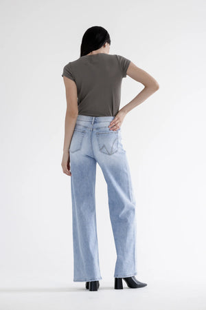 Mica Denim - Super High Rise Straight Leg Loose Fit Jeans - MDP-T3288 - SaltTree