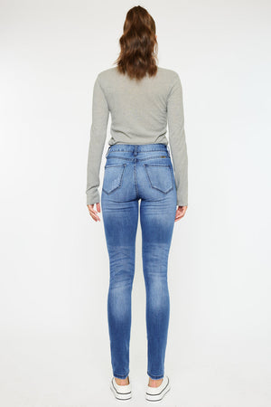 Kancan - Women's High Rise Button Fly Distressed Super Skinny Jeans - kc7113 - SaltTree
