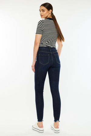 Kancan - Women's High Rise Button Fly Distressed Super Skinny Jeans - kc7273 - SaltTree