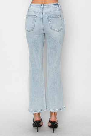 Risen Jeans - High Rise Distressed Ankle Flare Jeans - RDP5696L - SaltTree