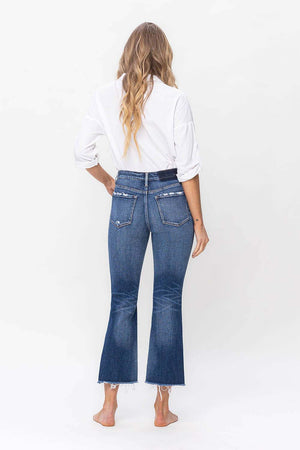 Flying Monkey- High Rise Crop Flare with Step Hem Detail Jean - F5245 - SaltTree