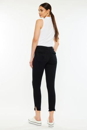 Kancan - Mid-Rise Fringe Ankle Skinny Jeans - kc6204 ST - SaltTree