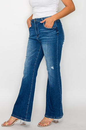 bytos Full Size High Rise Bootcut Jeans with Pockets - SaltTree