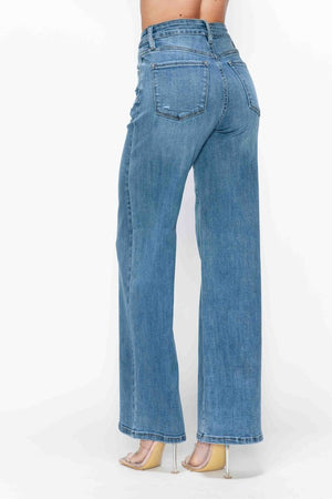 bytos Full Size High Rise Wide Leg Jeans with Pockets - SaltTree