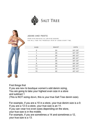 Risen Jeans - Tummy Control High Rise Cuffed Wide Jeans - PW21046 - SaltTree