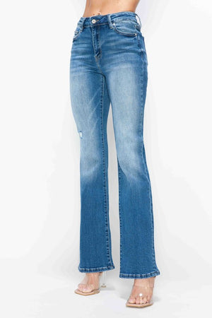 bytos Full Size Distressed High Rise Jeans with Pockets - SaltTree