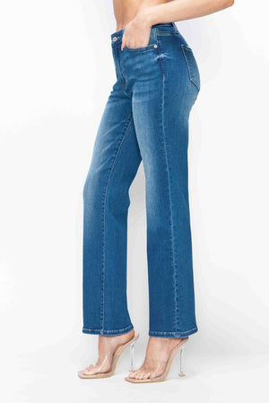 bytos Full Size Cat's Whiskers High Rise Straight Jeans - SaltTree