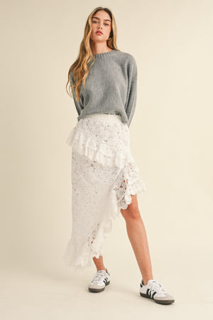 Mable Round Neck Dolman Sleeve Cropped Sweater - SaltTree