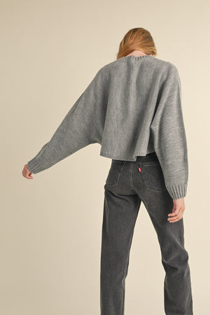 Mable Round Neck Dolman Sleeve Cropped Sweater - SaltTree
