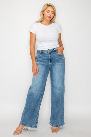 bytos Full Size High Rise Wide Leg Jeans with Pockets - SaltTree