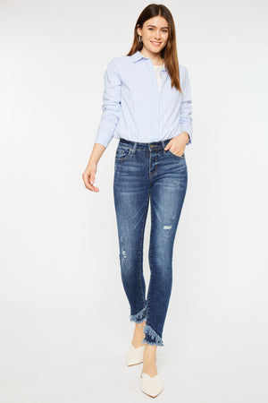 Kancan - Mid-Rise Fringe Ankle Skinny Jeans - kc6204 ST - SaltTree