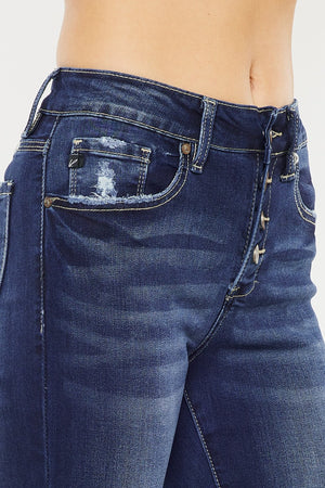 Kancan - Women's Stretchy Five Pocket Distressed High Waist Jeans - kc6192 ST - SaltTree
