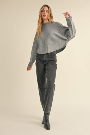 Mable Round Neck Dolman Sleeve Cropped Sweater - SaltTree
