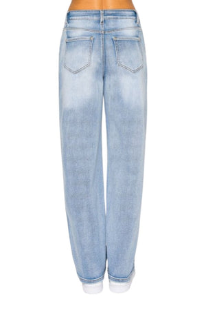 Wax Jeans - Women's Potassium Wash High Waisted Straight Leg Denim Pants - 90380