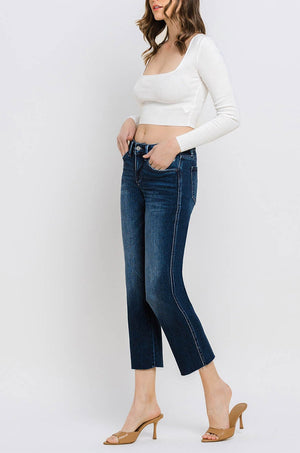 Flying Monkey - Mid Rise Cropped Straight Jeans - BY4499A - SaltTree