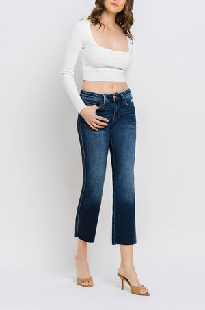 Flying Monkey - Mid Rise Cropped Straight Jeans - BY4499A - SaltTree