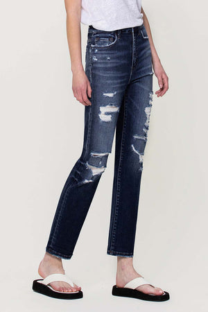Flying Monkey - Yoko - Distressed Super High Rise Straight Jeans - F4369 - SaltTree